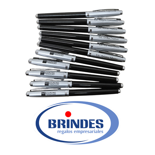 Boligrafo plateado y negro